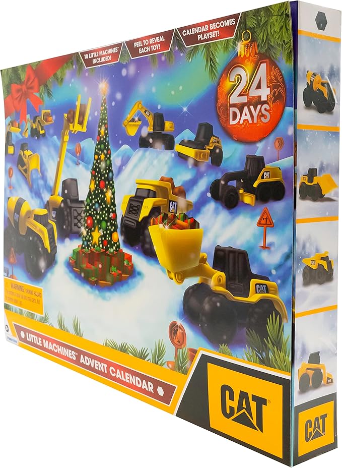 CAT Construction Toys, Little Machines Advent Calendar - Kids Toys for Ages 3 and Up - 24 Piece Set with 10 Little Machines Vehicles & Magic Insta-Dirt!