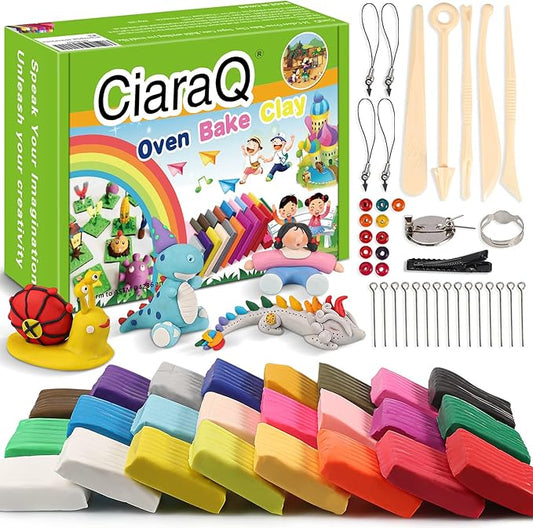 CiaraQ Polymer Clay-Oven Baked Modeling Clay with Sculpting Tools, 24 Colors, 1.2 lbs, Great for Children and Artists.