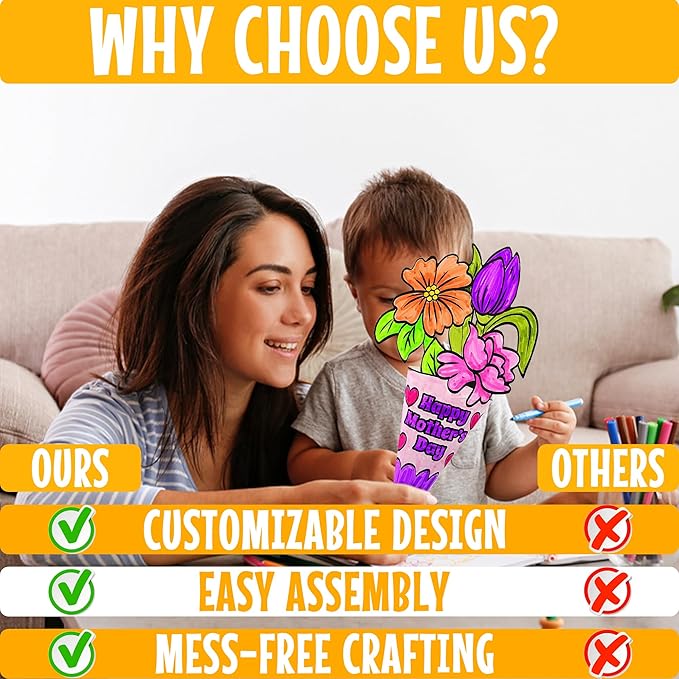 Color Your Own Mother's Day Bouquet - Makes 12 - DIY Crafts for Kids and Fun Home Activities