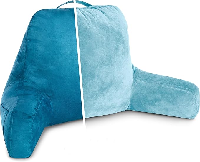 Husband Pillow Aspen Rodeo Blue, Reading Pillow Bed Rest Chair, Two-Sided Reversible Fabric, Large Lounge Cushion Adult Backrest with Arms, Comfy Back Support for Sit Sitting Up, Wash/Remove Cover