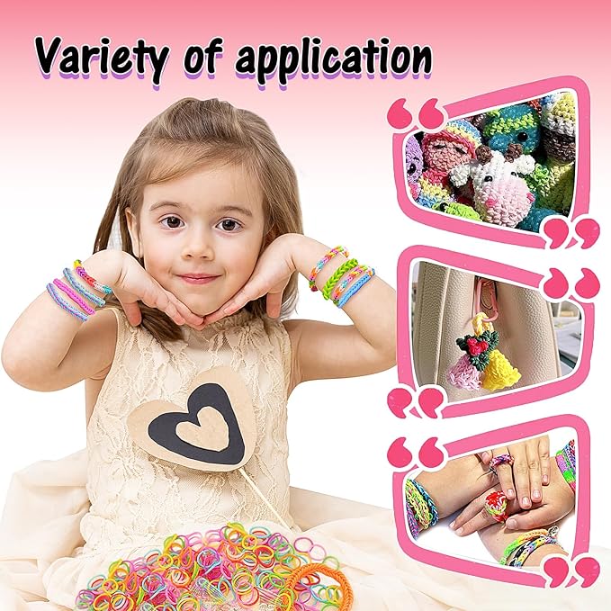 FUNZBO Rubber Band Bracelet Kit - 18000+ Loom Bracelet Kit, 32 Colors Loom Bands for Bracelets Making Kit, Rubberband Bracelets Kit Toy for Toddlers Girls Birthday Gift Age 5+ Years Old