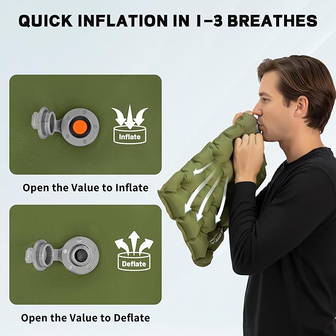 EULANT Inflatable Seat Cushion Lightweight Compact Stadium Seat Pad Camping Travel Air Seat Cushion for Airplane Hiking Bleachers Office Home Sports Events(Green)