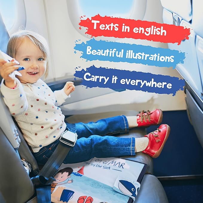 Bilingual Quiet Book for 18 months Babies Boys and Girls | Written in English and Spanish | 1 Plush Toy Included | Sensorial Felt Book for Babies | Carry on Travel Toy | Preschool and Early Learning.