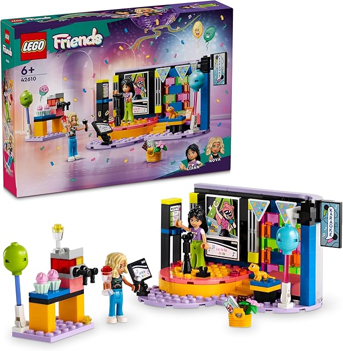 LEGO Friends Karaoke Musical Toy for Girls and Boys Who Love Singing Dolls Set with Liann and Nova Figures and Gecko 42610