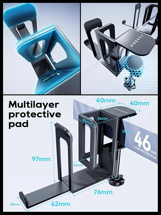 NODOCA 2-Slot Laptop Storage for Desk, Vertical Laptop Stand for Desk, MacBook Vertical Stand, with Headphone Holder, Desk Side Storage for MacBook/Surface/Samsung/HP/Dell[L, White]