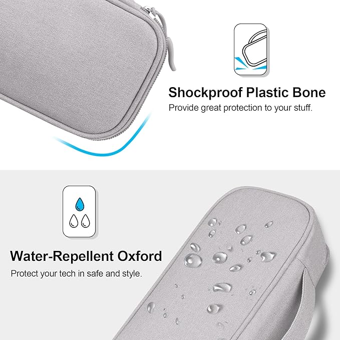 Lacdo Electronic Organizer Travel Cable Organizer Bag Pouch Tech Electronic Accessories Carry Case Portable Double Layers Charger Case for Cable, Cords, Charger, Earphone, Power Bank, Gray