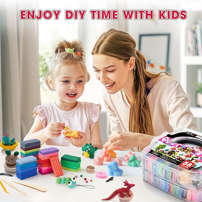 139 PCS Polymer Clay Kit with Sculpting Tools and Accessories, 58 Colors Non-Toxic Modeling Clay for Kids, DIY Oven Bake Clay, Arts and Crafts Gift Set for Kids Adults and Beginners