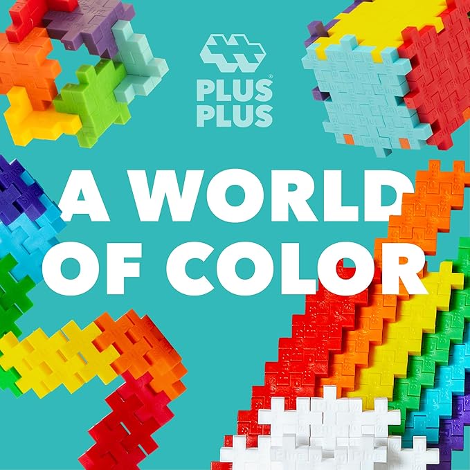 PLUS PLUS 240 Piece Interlocking Building Blocks for Kids, Open Ended Connecting Toys, STEM Bin Classroom Mini Manipulatives - Rainbow Mix Play Tube