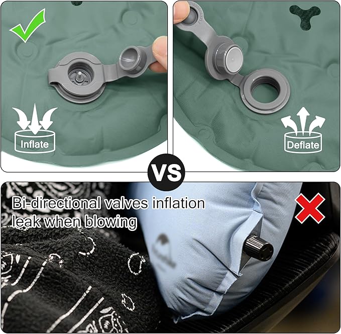 BreezCamp Inflatable Seat Cushion, Lightweight Stadium Seat Pad, Camping Accessories Chair Pad for Airplane Travel, Hiking, Climbing, Home and Office,Olive Green