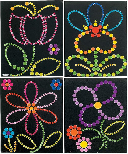 Fun Express - Sticker Dot Art - Spring Flowers for Spring - Stationery - Stickers - Make - A - Scene (Lrg) - Spring - 12 Pieces