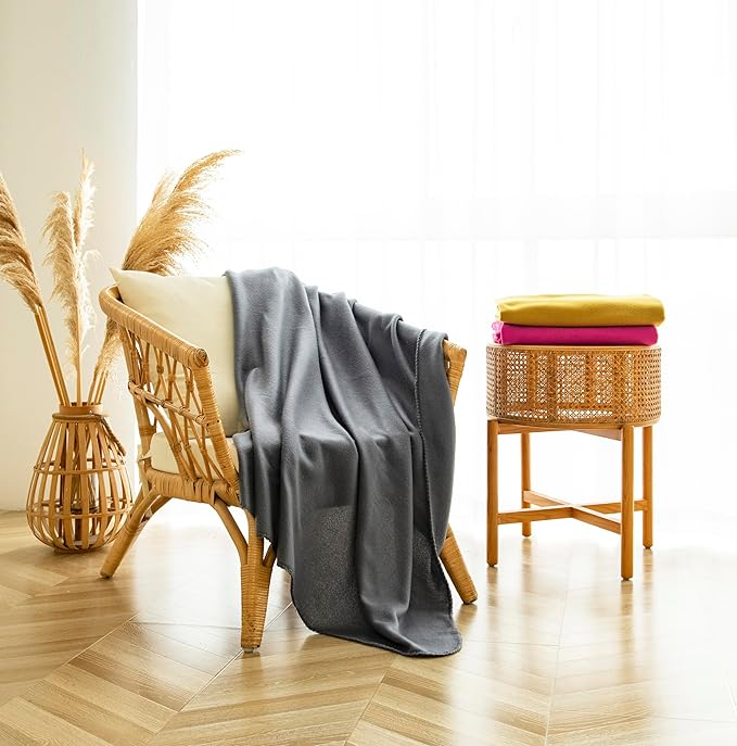 Special SG Glory Fleece Throw Blankets Bulk Fleece Blankets Solid Wholesale Lightweight Warm Soft for Pet Bed Sofa Couch Office Wedding Gifts Travel Seasons (Mineral Grey,Pack of 6 50x60 Inches)