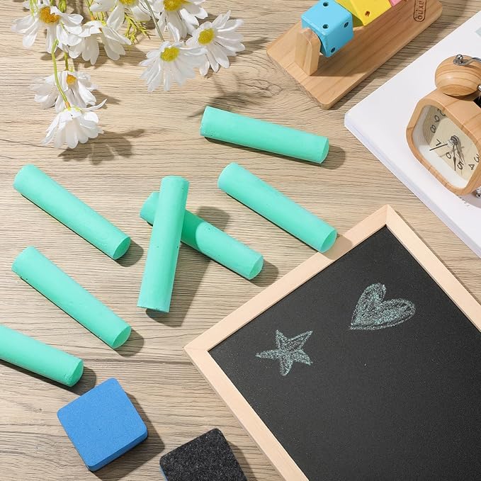 Fulmoon 40 Pcs Jumbo Sidewalk Chalk for Kids Outdoor Art Non Toxic Large Washable Street Chalk for Adults Drawing Painting Graffiti Classroom(Green,Round Style)