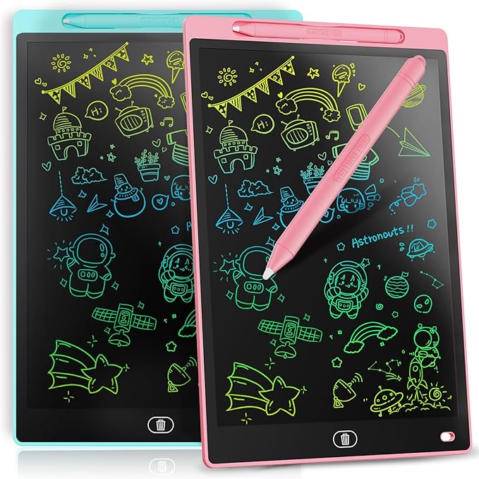 [2 Pack] Genialba LCD Writing Tablet 8.5-Inch Colorful Doodle Board, Toddler Learning Educational Toys Gifts for 3-8 Years Old Girls and Boys, Electronic Drawing Pad for Kids (Pink&Blue)