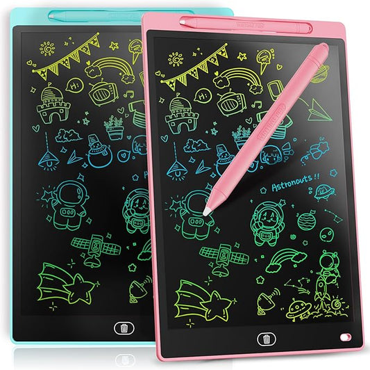 [2 Pack] Genialba LCD Writing Tablet 8.5-Inch Colorful Doodle Board, Toddler Learning Educational Toys Gifts for 3-8 Years Old Girls and Boys, Electronic Drawing Pad for Kids (Pink&Blue)