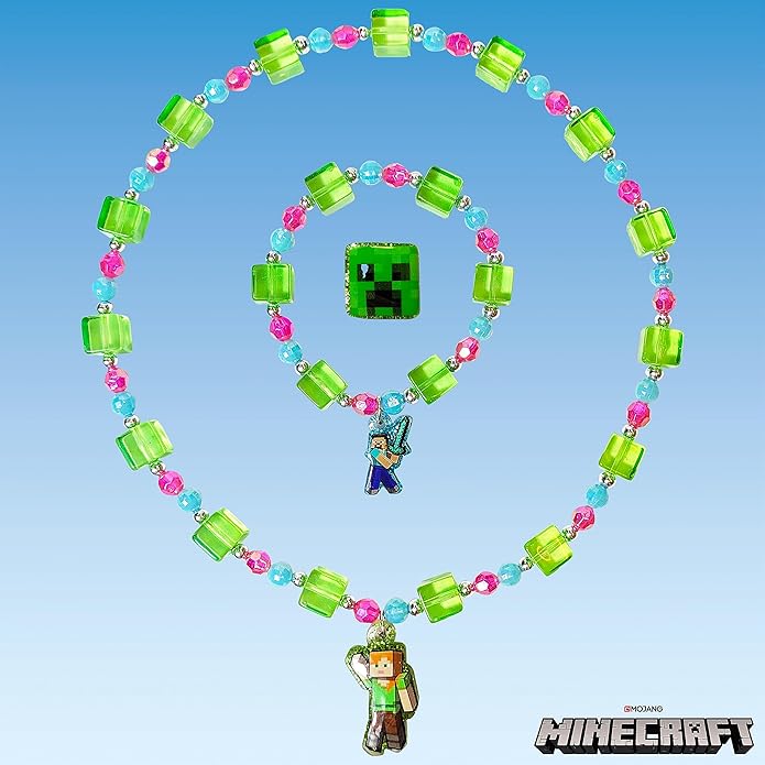 Girls Jewelry Set 3 Piece Princess Toys | Jewelry Set with Beaded Necklace for Gilrs - Toddler Bracelets and Girls Ring | Toddler Girl Toys | Kids Jewelry for Girls | Princess Dress up Ages 3+