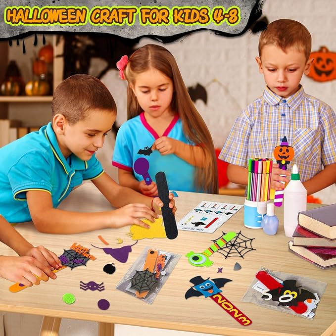24 Piece Halloween Crafts for Kids Ages 4 8 12, Halloween DIY Bookmark Craft Bulk for Party Favors, Halloween Classroom Crafts Rewards Prizes for Students, Trick or Treat Goodie