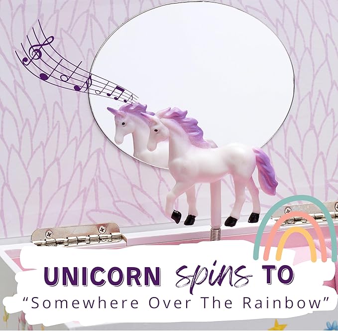 ABI + OLIE Kids Jewelry Box for Girls, Little Girls Jewelry Box, Musical Jewelry Box for Girls 8-12 - Music Boxes for Girls - Princess Castle Unicorn Theme