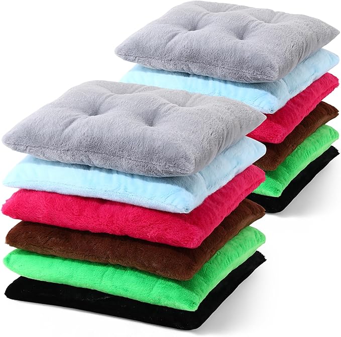 12 Pcs Faux Rabbit Fur Floor Pillows for Adults 15.7'' Large Floor Cushions 2.4'' Thick Soft Sitting Pillows Meditation Yoga Winter Christmas Family Party Classroom Tatami Nursery Chair Home