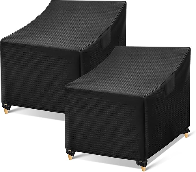 WLEAFJ Outdoor Chair Covers Waterproof, Black Lawn Patio Furniture Covers, Heavy Duty Wicker Garden Sofa Chair Cover, 2 Pack - 35" W x 38" D x 31" H