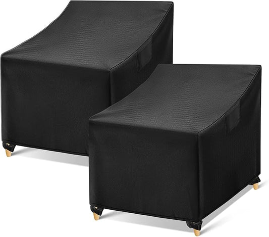 WLEAFJ Outdoor Chair Covers Waterproof, Black Lawn Patio Furniture Covers, Heavy Duty Wicker Garden Sofa Chair Cover, 2 Pack - 35" W x 38" D x 31" H