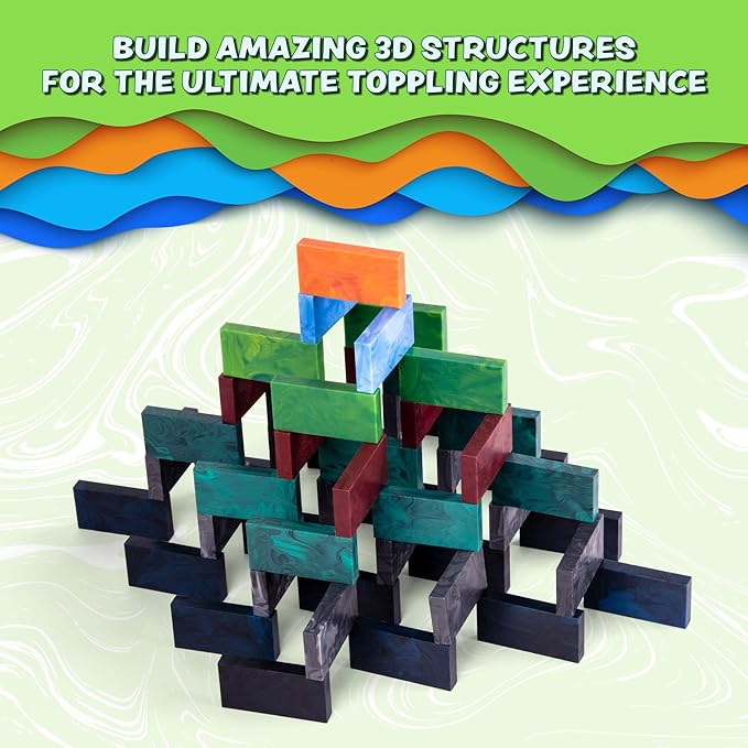 Bulk Dominoes Plastic Bulk 100pcs | Dominoes Set, STEM STEAM Small Toys, Family Games for Kids, Kids Toys and Games (Storm Mix)