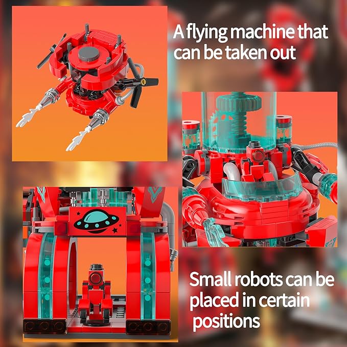 Space Fire Station Builidng Set Compatible with Lego City Fire Station, 919 Pcs with Firefighting Robot Building Toy Set for Adult &14+ Kids