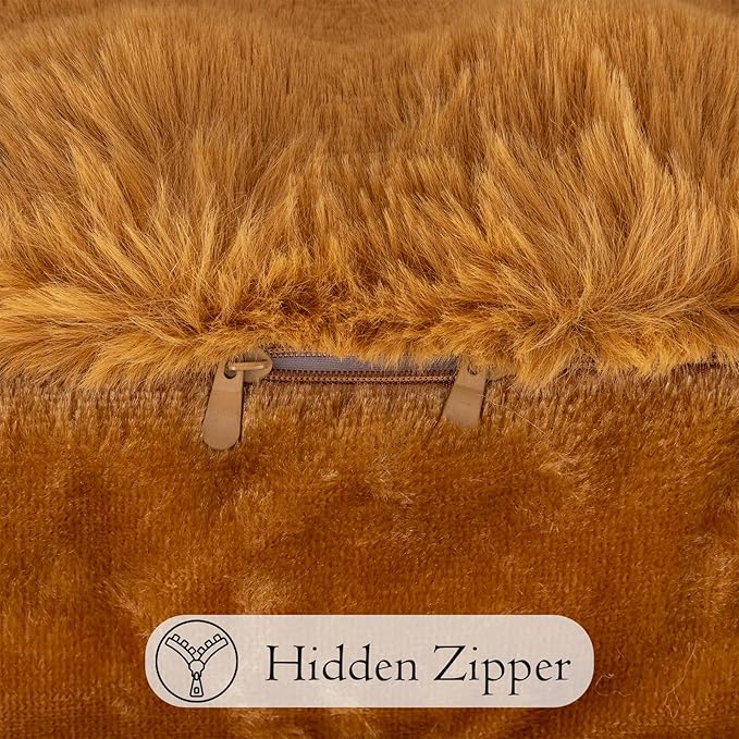 14x36 Faux Fur Lumbar Pillow Cover, Coco Brown Bubble Texture Raised Plush Soft Cushion Case for Sofa Bed Living Room Home Decor, ONLY 1 Cover