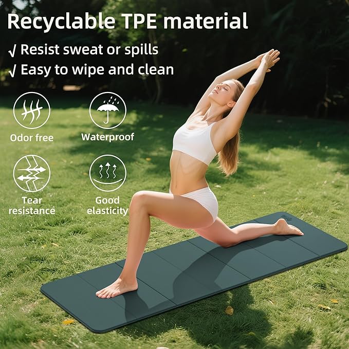 1/2 Inch Extra Thick Yoga Mat Pilates Equipment, 69"x24" Odorless Workout Mats for Home Gym, Non-slip Exercise Mats for Women Men Home Workout, Foldable Yoga Mats for Travel Camping Sleeping