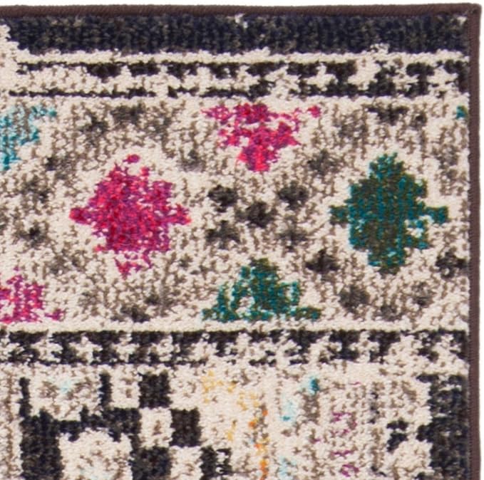 SAFAVIEH Madison Collection Runner Rug - 2'2" x 12', Black & Yellow, Boho Diamond Distressed Design, Non-Shedding & Easy Care, Ideal for High Traffic Areas in Living Room, Bedroom (MAD418Z)