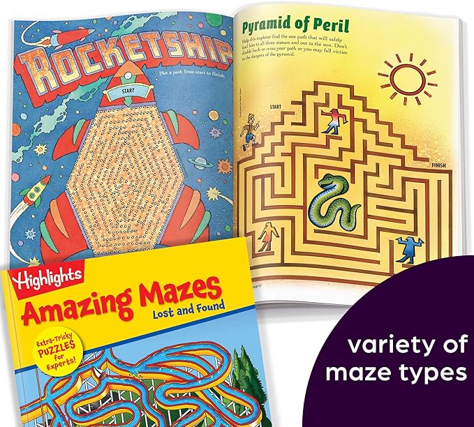 Highlights Amazing Mazes Expert Maze Books for Kids Ages 6 and Up, 144 Pages, 2-Pack of Activity Books for Kids, Screen Free Fun and Challenging Mazes for Kids