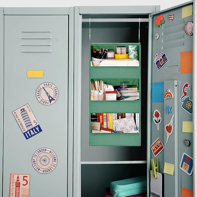 GRANNY SAYS 3-Shelf Closet Organizers and Storage, Foldable Hanging Closet Organizer, Hanging Closet Shelves with 2 Metal Hooks, Leak-Proof Closet Storage for Sweater, Clothes Organizer, Dark Green