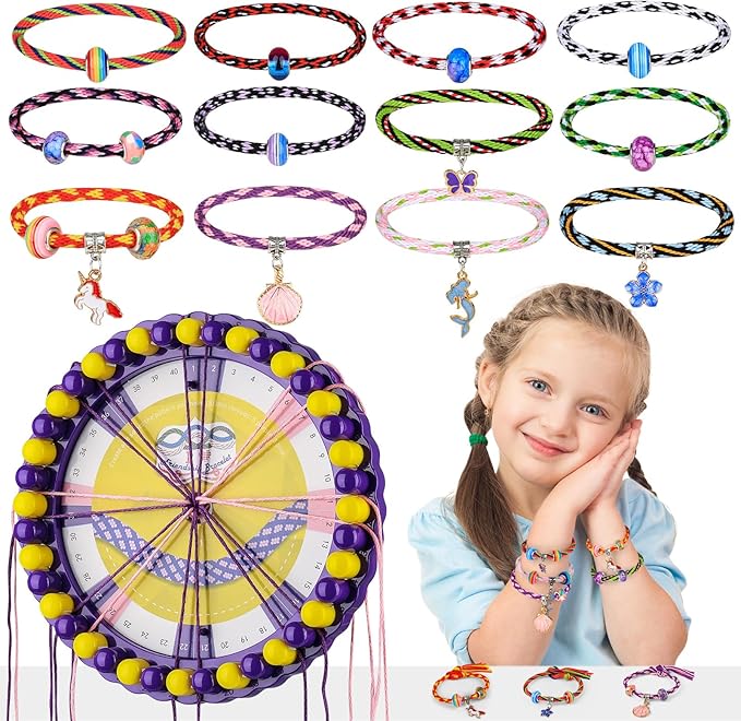 Bracelet Making Kit for Girls, Friendship Bracelet Kit Birthday Gifts for Girls Ages 6 7 8 9 10 11 12 Year Old, Arts and Crafts for Teen Kids 8-12, DIY Jewelry Bracelets Tool String Maker Toys Set