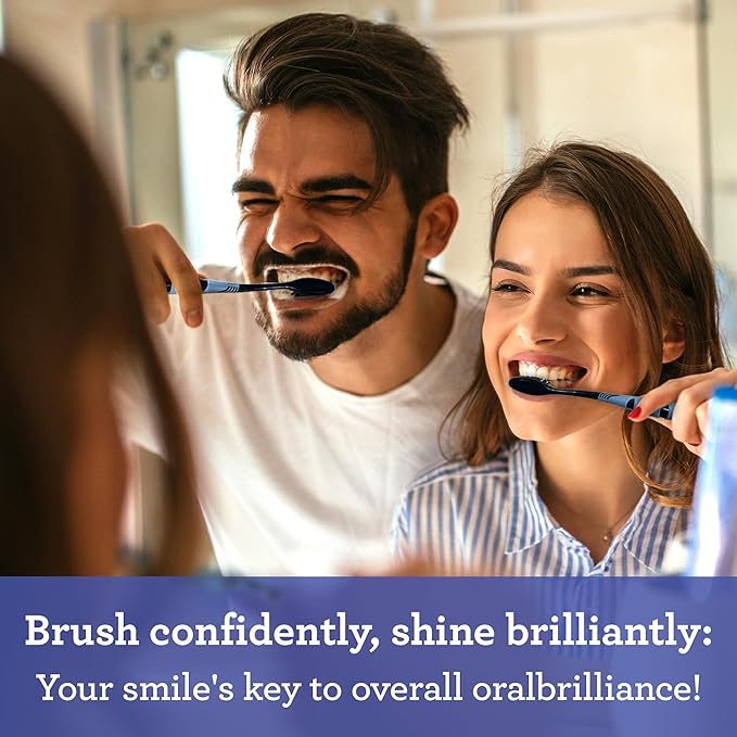GuruNanda Charcoal Infused Toothbrush – Soft Charcoal Bristles - Helps Clean Plaque, Whitens Teeth, and Aids in Fresh Breath – BPA-Free Brush for Adults & Kids (6 Count)