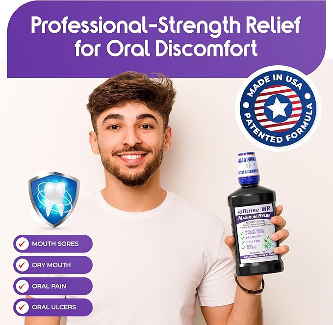 ioRinse MR: The Most Dentist & Oncologist-Recommended Oral Ulcer Rinse of its Kind. Maximum Relief of Oral Mucositis, Mouth Sores, Dry Mouth, Canker Sores, Mouth Irritation & Cancer patients, Mint 1 L