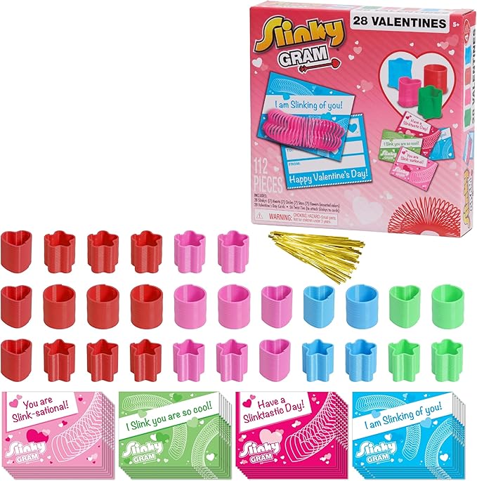 Just Play Slinky® Gram Seasonal Class Party Kit, 112-pieces, Kids Art and Craft Activity Set, Fidget Toy, Kids Toys for Ages 5 Up
