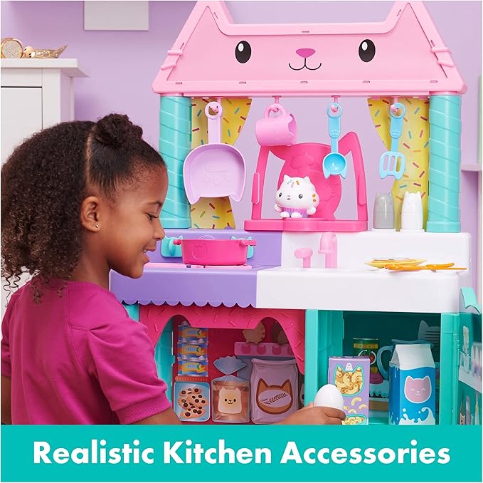 Gabby’s Dollhouse, Cakey Kitchen Set for Kids with Play Kitchen Accessories, Play Food, Sounds, Music and Kids Toys for Girls and Boys Ages 3 and up