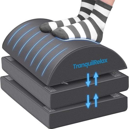 Foot Rest for Under Desk at Work, Gaming Accessories Foot Stool with 3 Adjustable Heights & Washable Cover, Comfortable Office Desk Accessories, Footrest for Office, Home and Car (Gray)