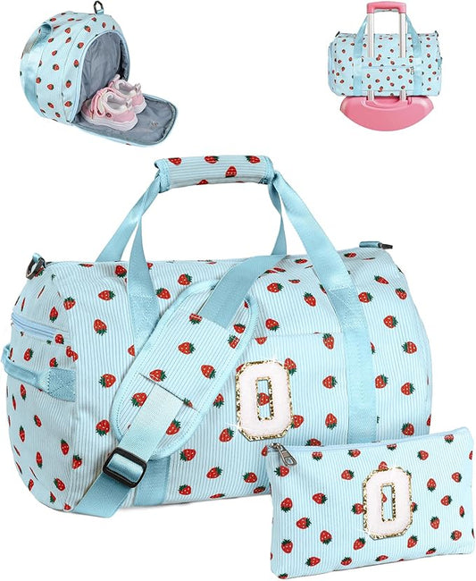 Gifts for Grandkids, Girls Gym Bag, Kids Personalized Weekend Duffel Bags with Shoe Compartment, Initial Travel Tote with Makeup Bag, Birthday Gift Ideas for Daughter Niece Sister (Letter O)