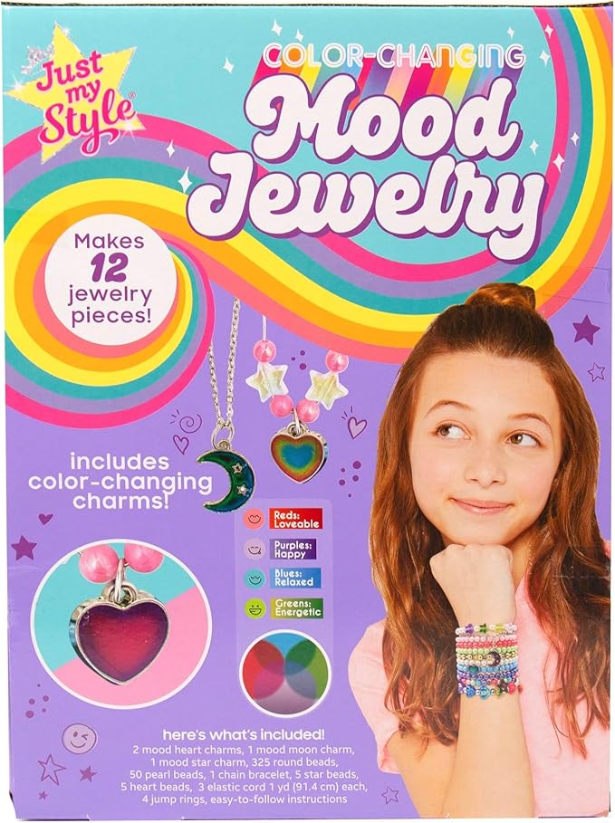Just My Style Color-Changing Mood Jewelry Making Kit, Bracelet & Necklace Making Kit, Arts & Crafts Kit for Girls & Boys Ages 6-10