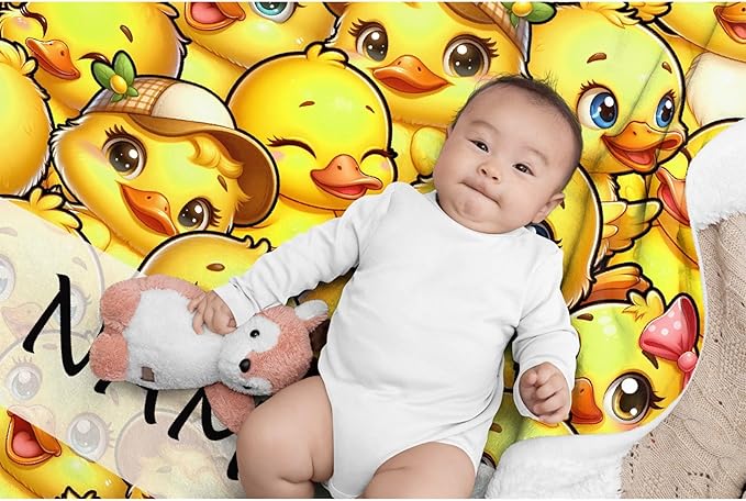 Aparajita Custom Name Ducks Adult Duck Blanket Kids Funny Blanket Suitable for Bedroom Living Room Bed Sofa Crib Couch Chair Outdoor All Season Items That Yellow Duck Lovers Will Love 40"x30"for Pets