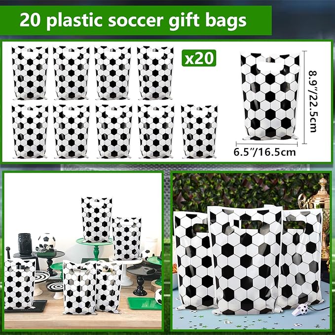 130PCS Soccer Party Favors - Incliding Soccer Keychains, Soccer Gift Bags, Slap Bracelets, Soccer Stickers, Sports Mini Foam Fingers for Boys Fans Sports Soccer Birthday Party Supplies