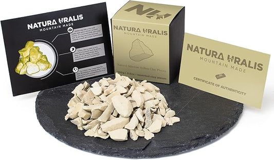 Siberian Yellow Clay | 35oz of Natural Yellow Clay, Pastel to Golden Yellow - Amazing Crunch, Satisfying Earthy, Velvety and Firm Texture, ASMR Sensation