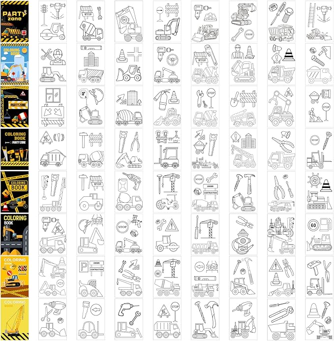 Estune 40 Pcs Coloring Books Party Favor for Kids Coloring Book Set Mini Small Color Booklets Goodie Bag Stuffers Gift Classroom Home(Construction Trucks)