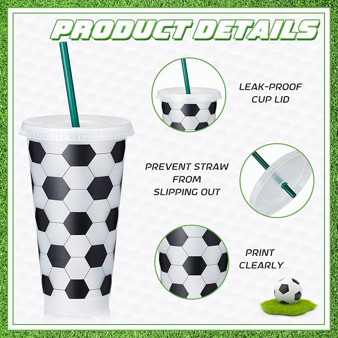 122 Pcs Soccer Party Favors Set Soccer Goodie Bags Stuffers Includes Cups with Straw Mini Stress Ball Keychains Slap Bracelets Whistles Stickers Pens for Birthday Party Supplies