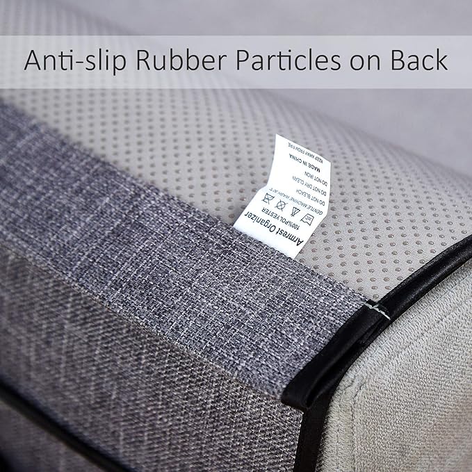 FLYILY Sofa Armrest Organizer Non-Slip Arm Chair Hanging Caddy Remote Control Holder for Magazine, Phone, Books, Glasses(Grey,13in)