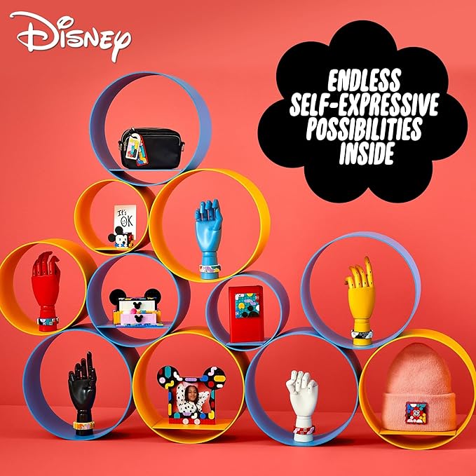 LEGO DOTS Disney Mickey & Minnie Mouse Back-to-School Project Box 41964 6in1 Toy Arts and Crafts Building Set with Bag Tags, Sticker Patch and Desk Tidy, Creative Gift Idea for Kids Boys Girls 6+