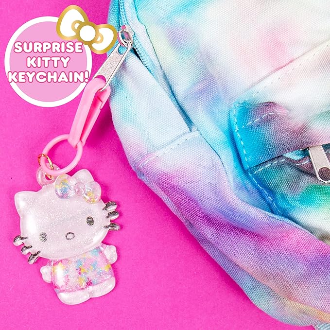Horizon Group USA Hello Kitty DIY Glitter Micro Journal, 40+ Stationery Accessories Including Hello Kitty Stickers, Surprise Keychain, Interchangeable Binder Discs, Squishy Glitter Cover & More