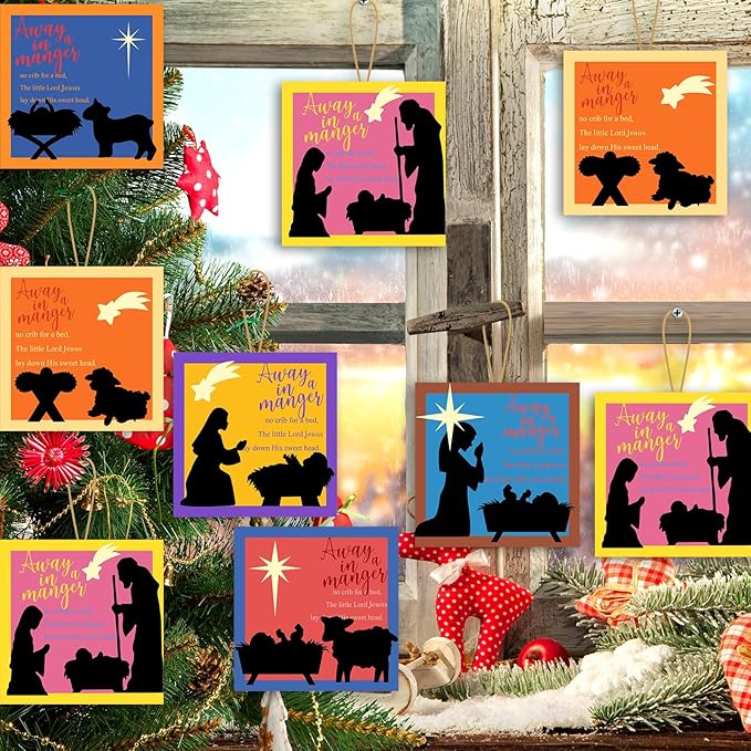30 Pcs Nativity Crafts for Kids Away in a Manger Ornament Craft Kit Religious Crafts for Kids Christmas Tree Ornaments Jesus Birth DIY Nativity Christmas Activities Classroom Party Favors