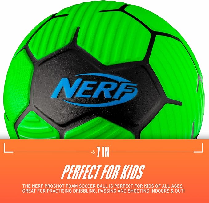 Nerf Kids Foam Mini Soccer Ball - Proshot Youth Soft Mini Foam Soccer Ball - 7" Inch Indoor + Outdoor for Kids - Fun Toy for Practice + Games
