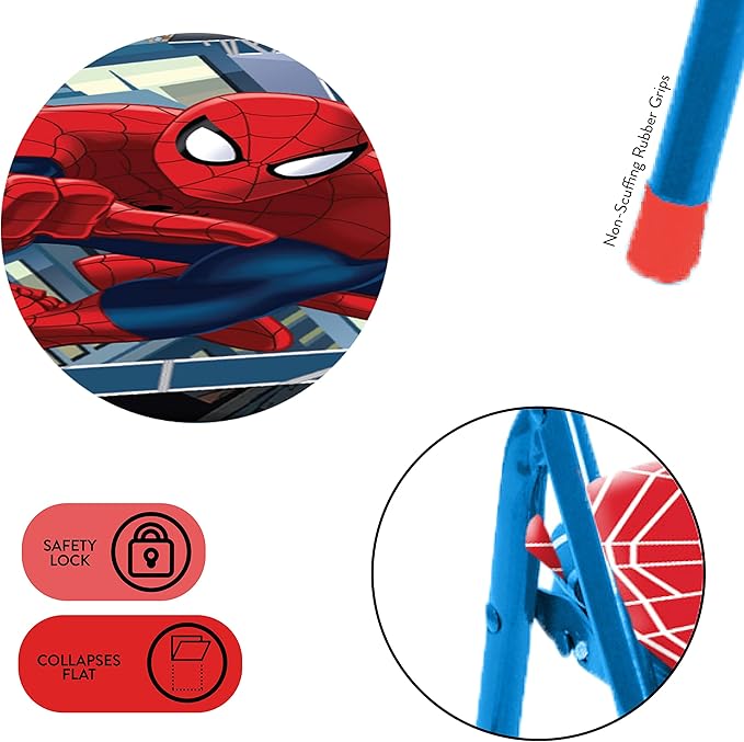 Idea Nuova Marvel Spiderman 3 Piece Children's Activity Square Table and Chair Set, Ages 3+ (NN201039)